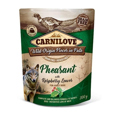 Carnilove Pheasant With Raspberry Leaves for Adult Dogs (Wet Pouches) 300g