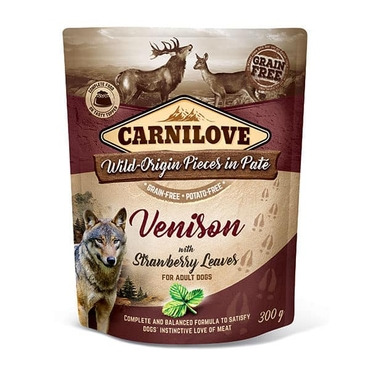 Carnilove Venison With Strawberry Leaves for Adult Dogs (Wet Pouches) 300g
